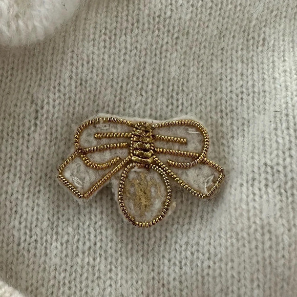 Designer I Pinco Pallino Baby Girls 100% Cashmere Wrap Sweater Cream Bow Wedding - Picture 2 of 7